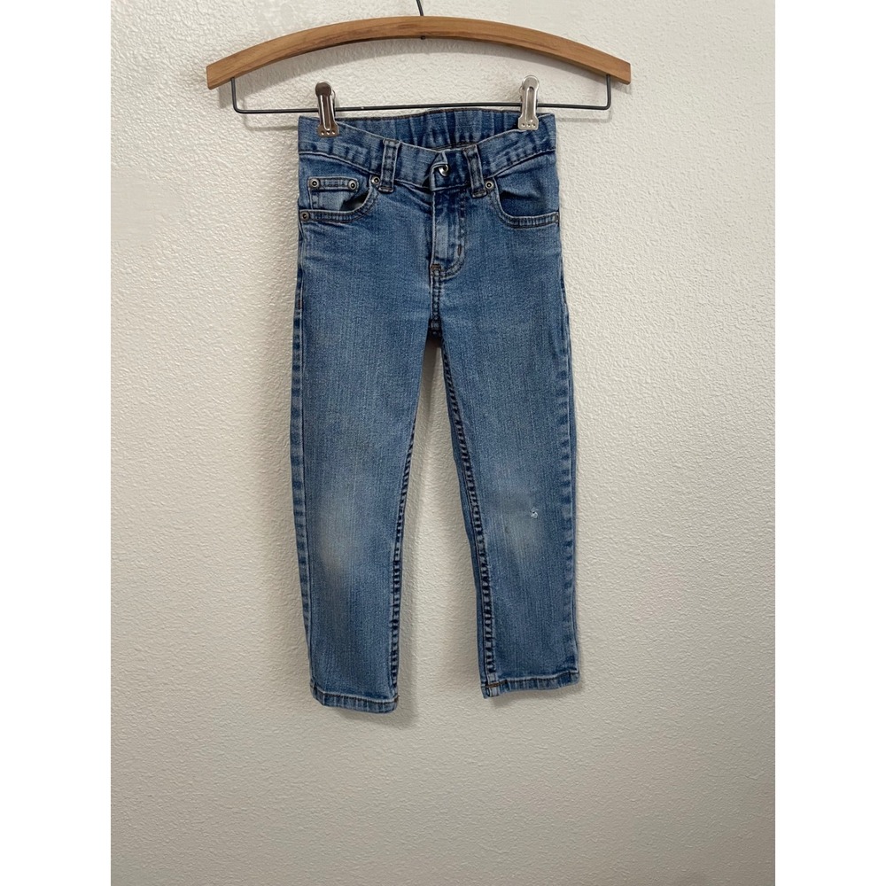 Faded Glory Jeans Kids 4R Blue Good Distressed Adjustable Waist Straight Leg